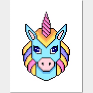 Unicorn in pixel art style Posters and Art